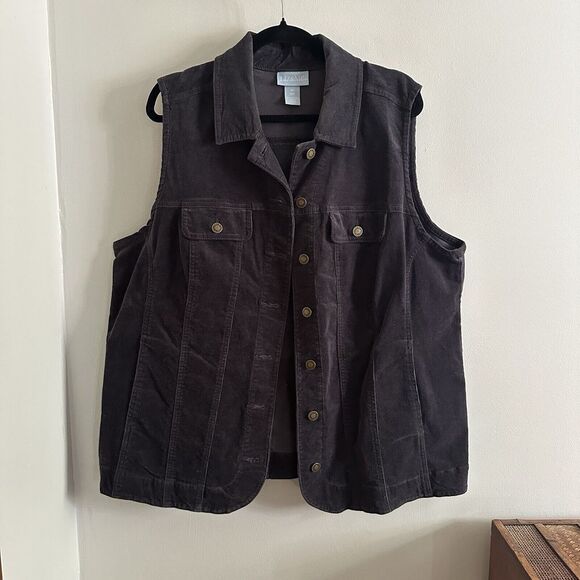 Catherines Jackets & Blazers - Liz & Me By Catherines Dark Gray Corduroy Vest‎ Size 0X 16W EUC Womens